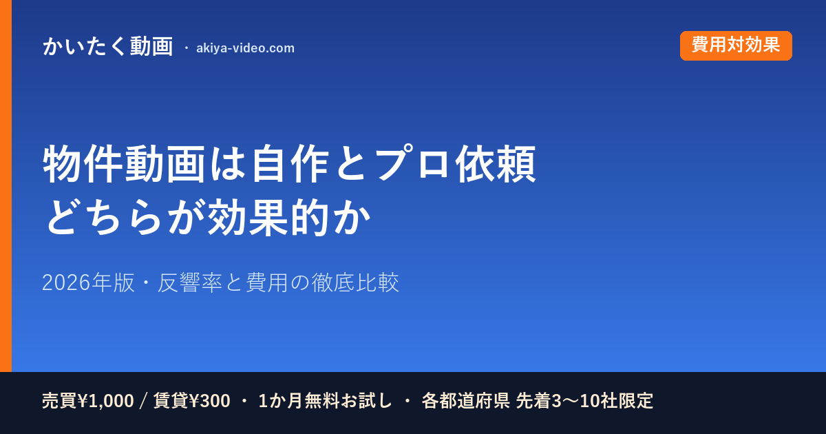 物件動画は自作とプロ依頼どちらが効果的か｜2026年版・反響率と費用の徹底比較