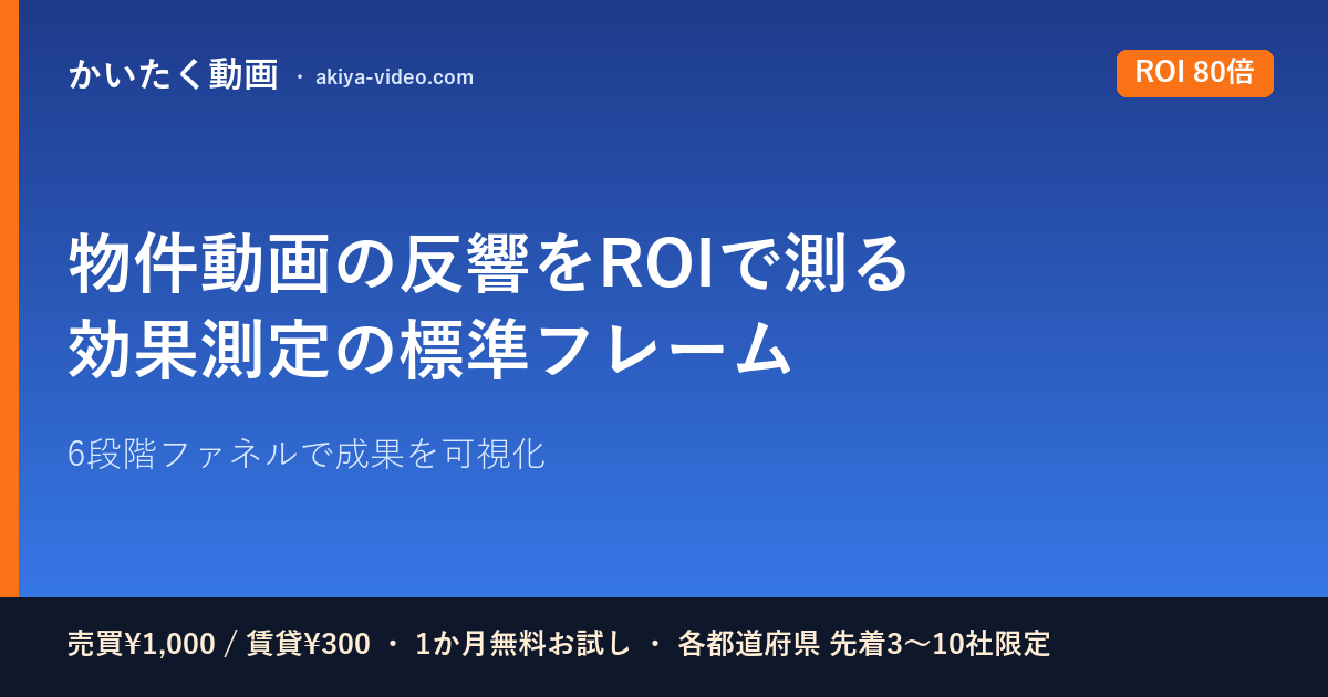 物件動画の反響をROIで測る｜2026年版・効果測定の標準フレームワーク